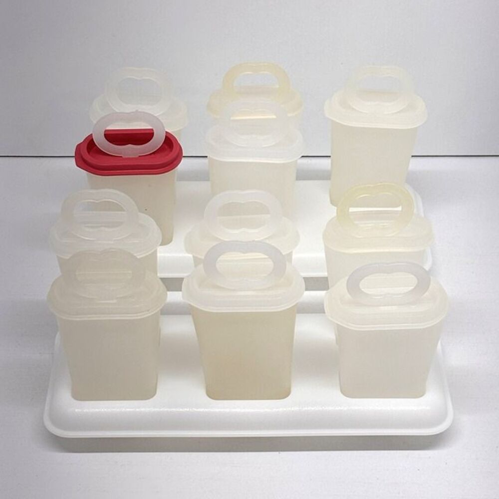 2 Vintage Tupperware Frozen Popsicle Dessert Molds Tray Ice Sets - 1 Complete